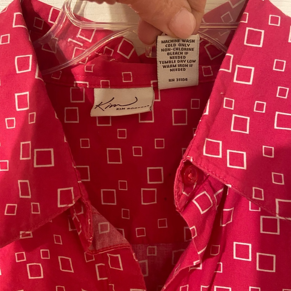 Pink Patterned Button-Up Women's Shirt - Picture 3 of 5